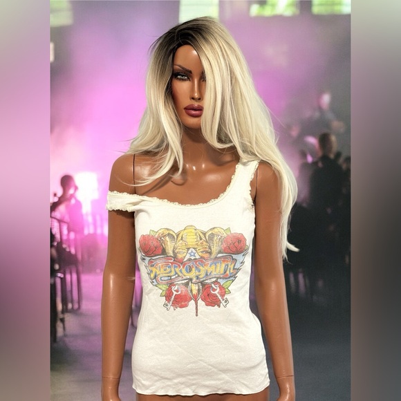 Junk Food Clothing Tops - Vintage Aerosmith Junk Food Concert 1987 Tour Tank Top Lace Junior Large
